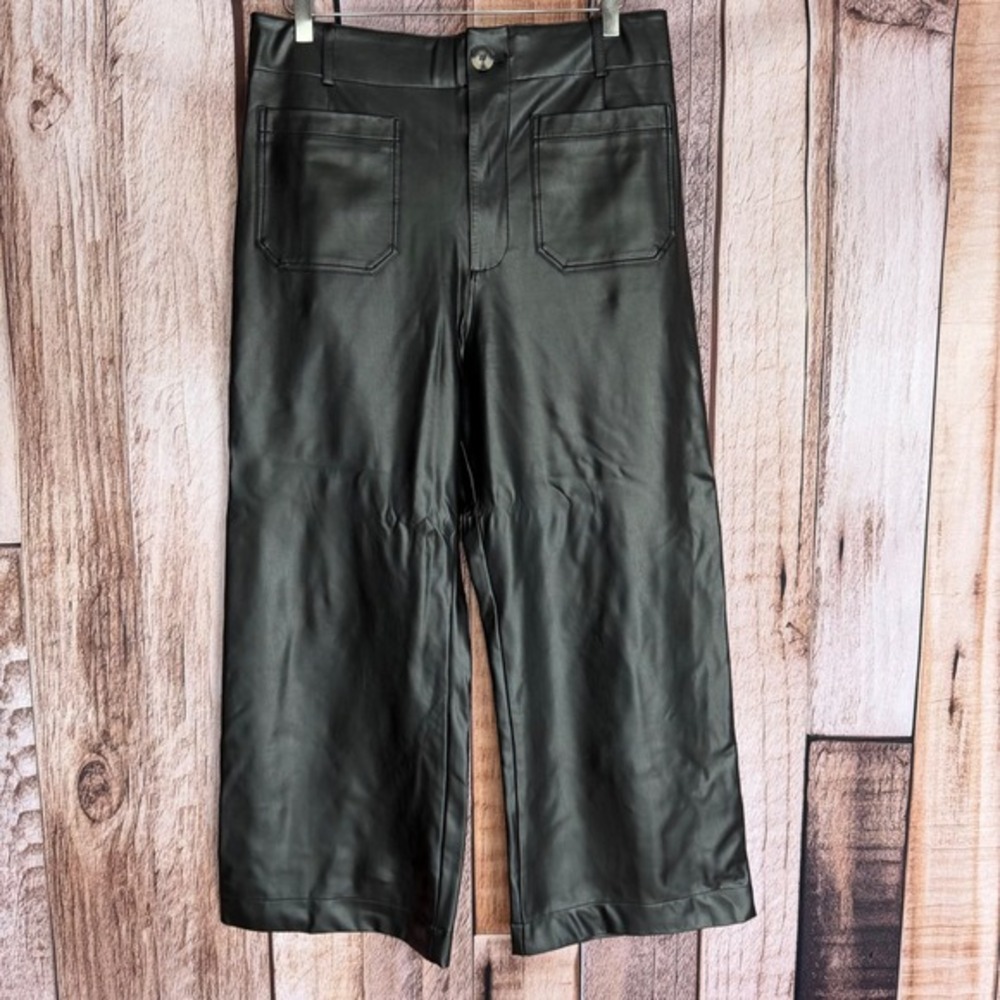 Maeve The Colette Pants Faux Vegan Leather Wide Leg Versatile Minimalist Size 31